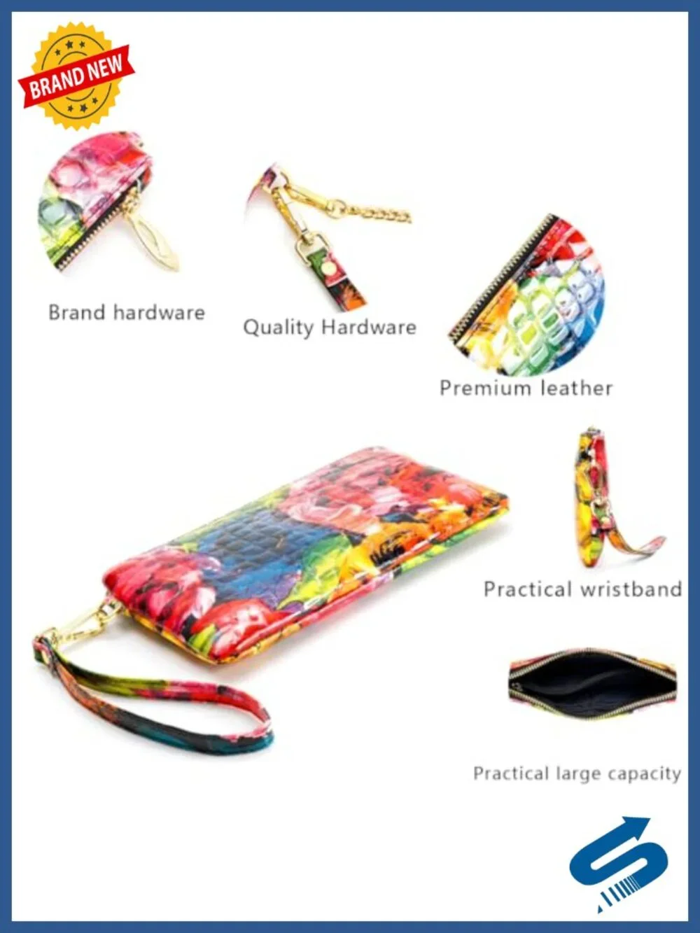 Genuine Leather RFID Blocking Wristlet Clutch Wallet Cell Phone Bag Crossbody